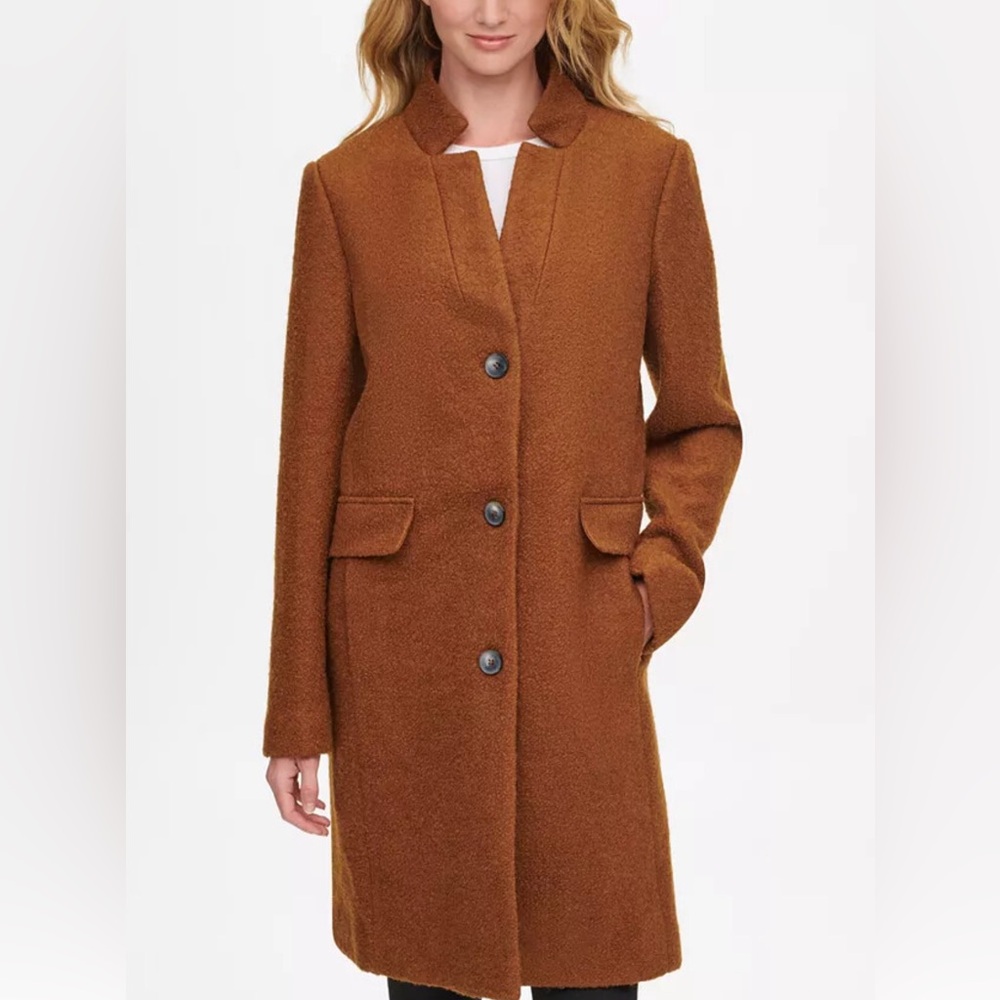 DKNY Women’s Wool Blend Overcoat “walker” In Teddy Brown size XXL